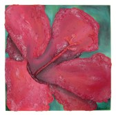 Coral Hibiscus, 2011, Acrylic and tissue paper on canvas, 24"x24"
