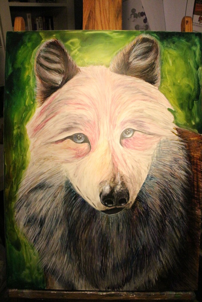 Hope, Mexican grey wolf, ink on clayboard, 18x24"