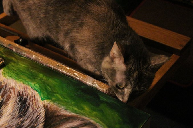 Stephanie the cat, my little studio helper.
