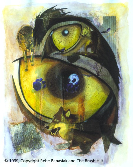 Sight in Yellow and Violet (Wolf series), 1999, mixed media collage.