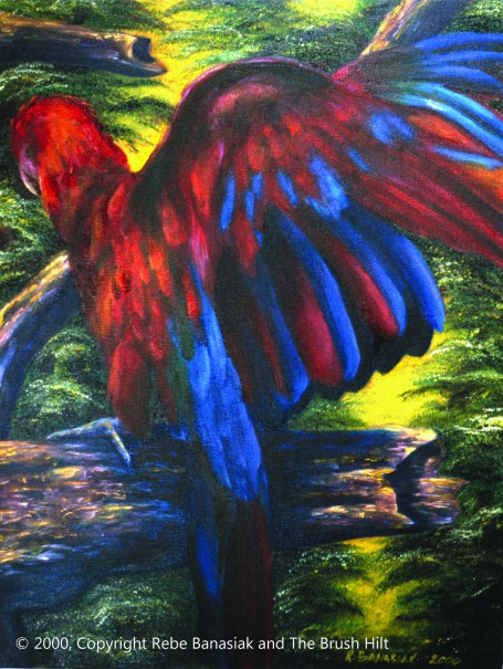 Scarlet Macaw I, 2000, oil on canvas.